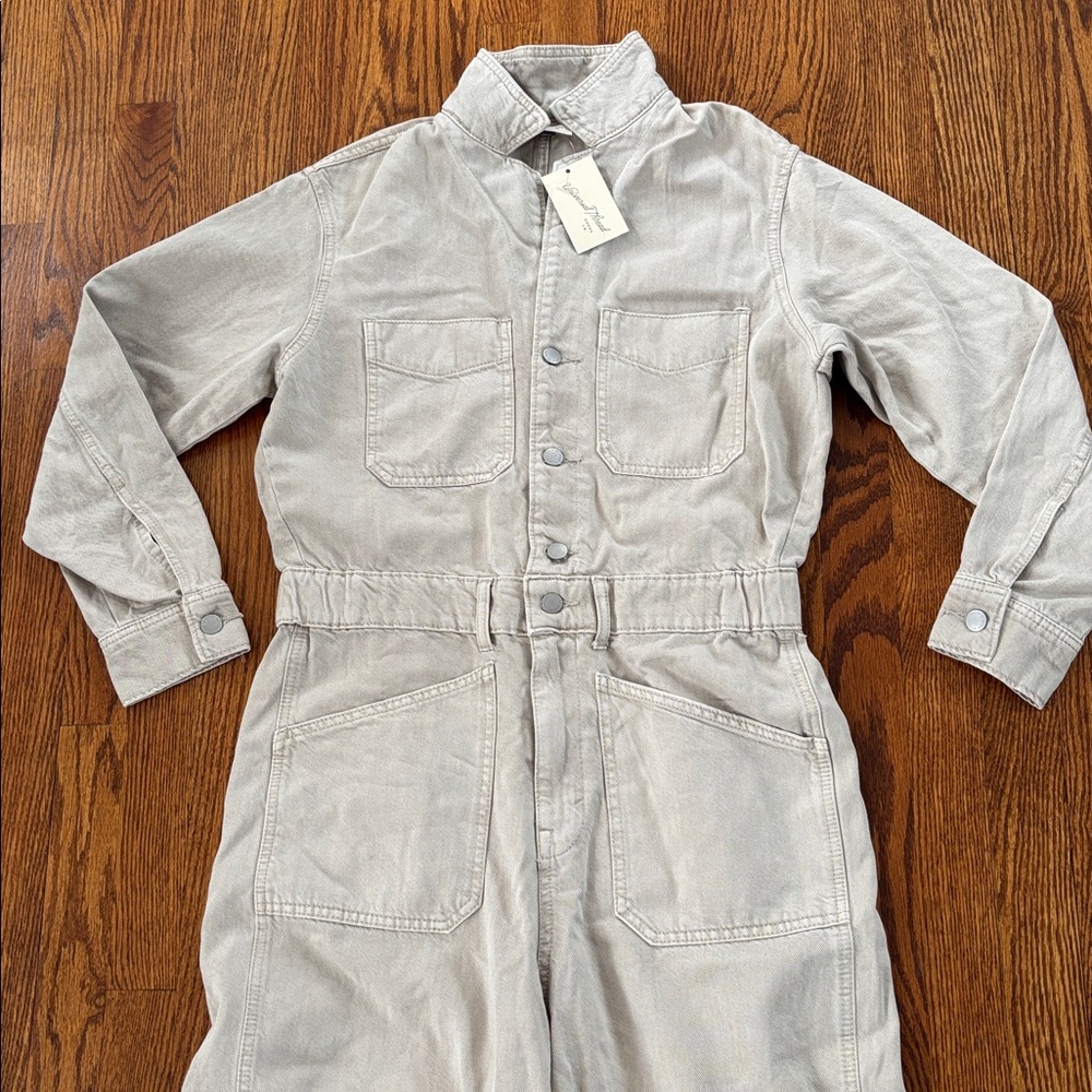 Universal Thread Baggy Off White Denim Jumpsuit Sz 10